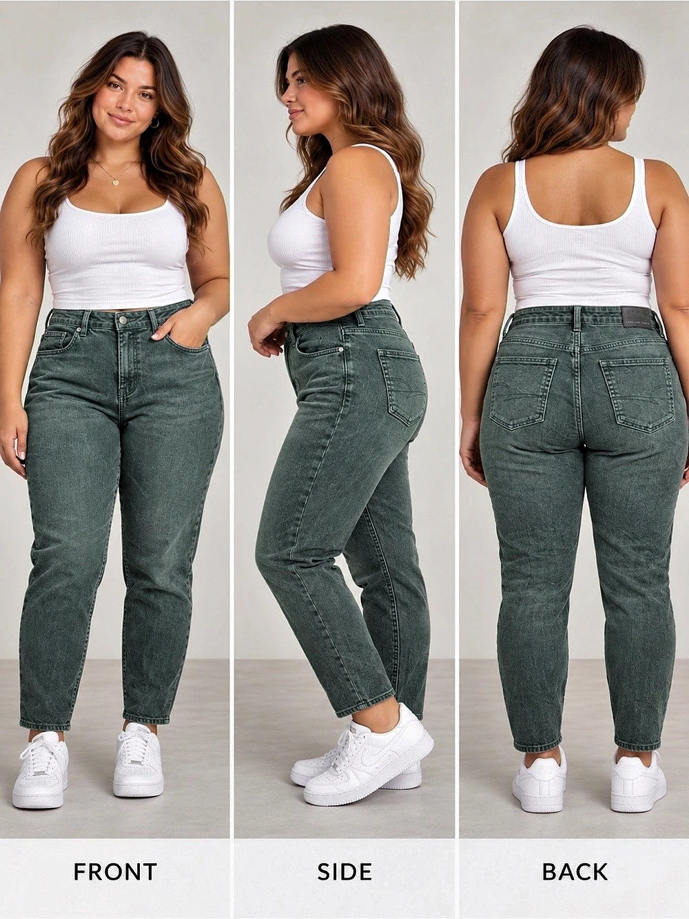 American Eagle Mom Straight Jeans Women’s 18 Regular Green Corduroy Stretch High